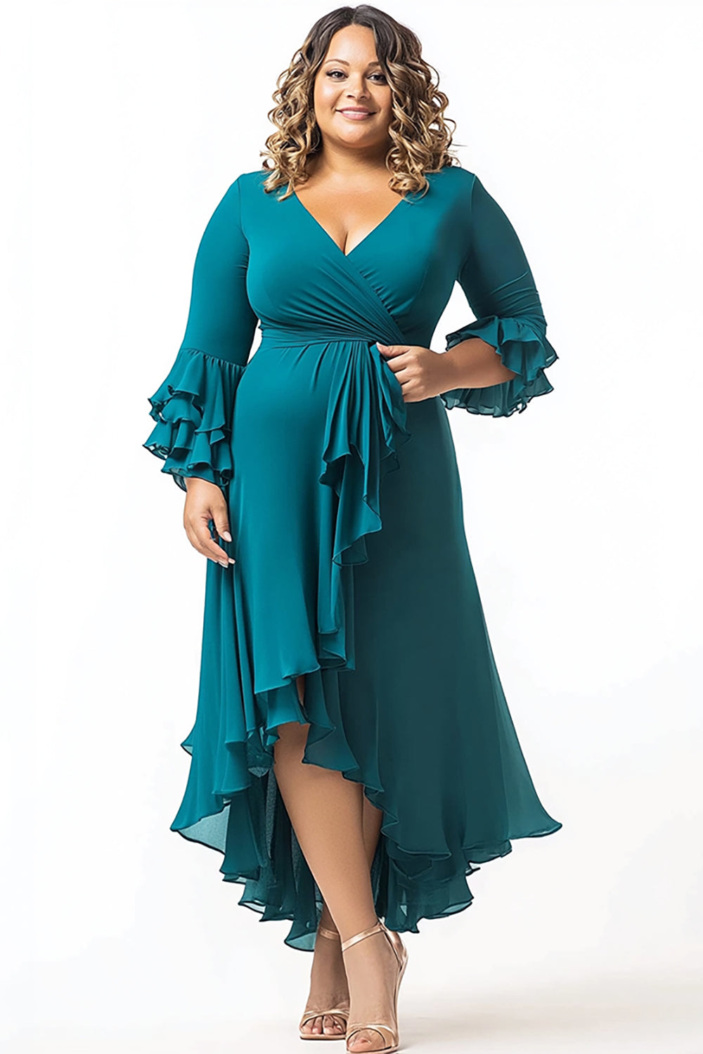 Plus Size Paw Szyfon Sukienki Na Wesele z Długie Rękawy