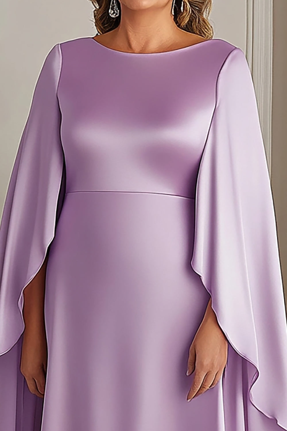 Liliowy Kształcie Litery A Satynowa Plus Size Długa Sukienka Na Wesele