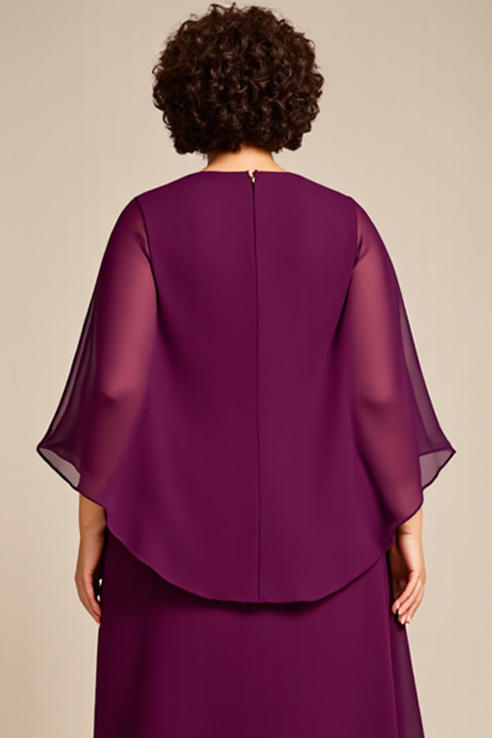 Szyfon A Line Fioletowa Długość Herbaty Plus Size Sukienka Dla Matki Panny Młodej