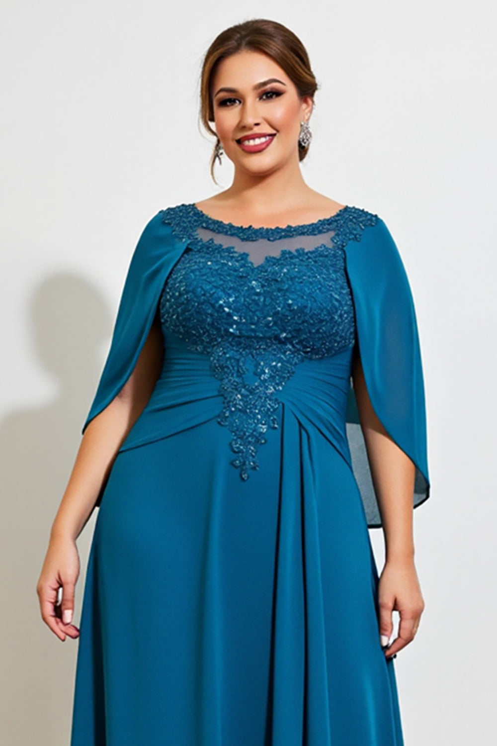 Paw Plus Size Szyfon Długa Sukienki Na Wesele z Koronki