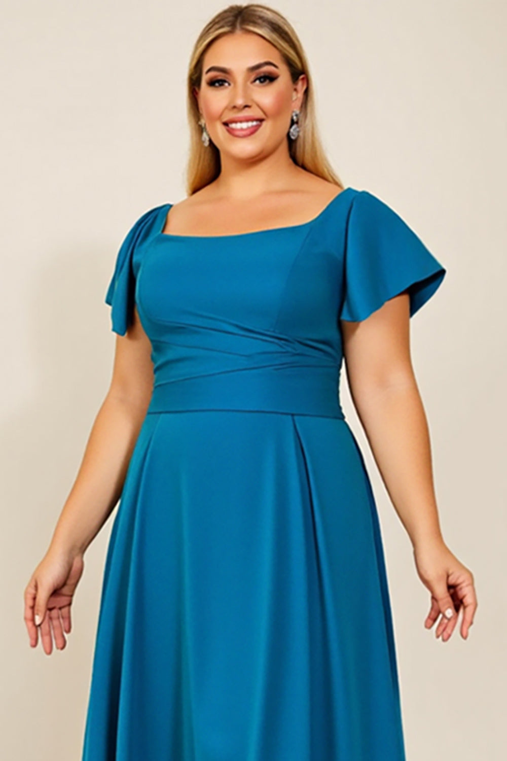 Paw Plus Size Satynowe Kształcie Litery A Długa Sukienka Na Wesele