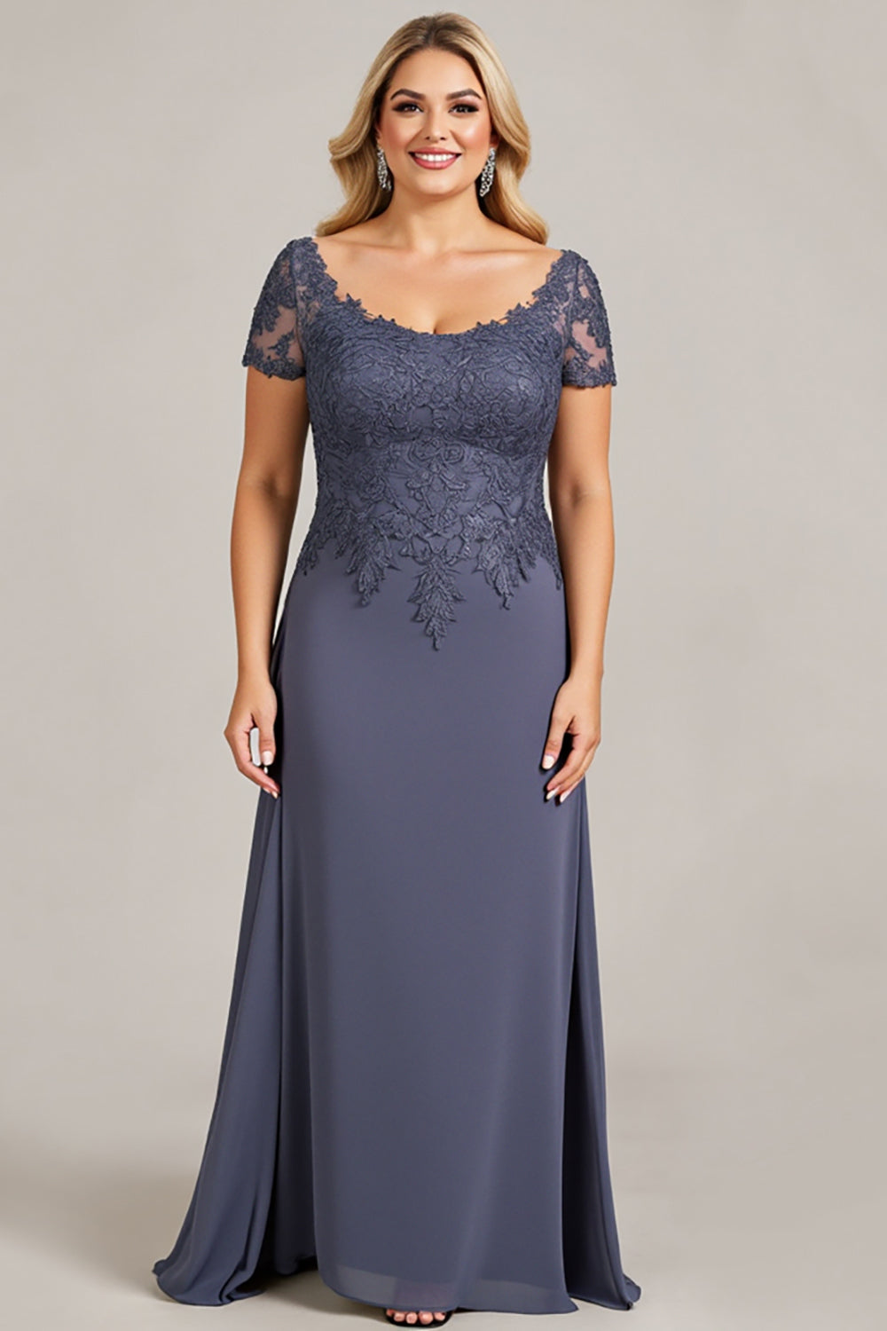 Zmierzch Plus Size Szyfon Długa Sukienki Na Wesele z Koronki