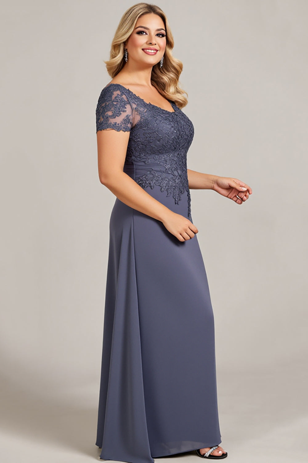 Zmierzch Plus Size Szyfon Długa Sukienki Na Wesele z Koronki