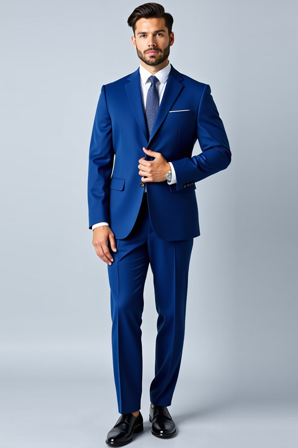 Royal Blue Szal Klapa Slim Fit 2-częściowy garnitur męski