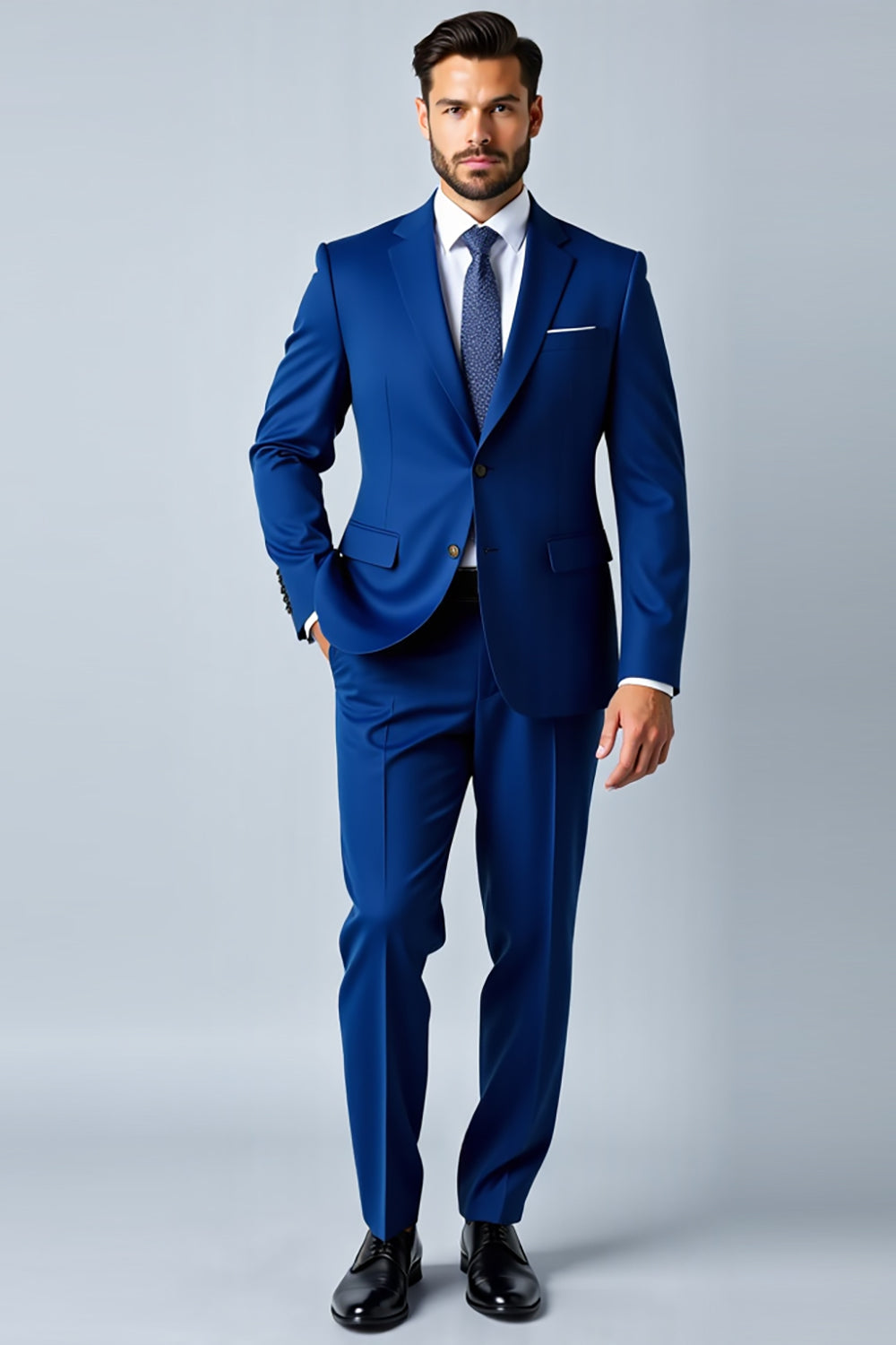 Royal Blue Szal Klapa Slim Fit 2-częściowy garnitur męski