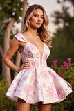 Różowy Gorset Kwiatowy Krótki Sukienka Na Powrót Do Domu