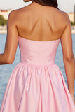 Różowa Sweetheart Gorset A Line Krótka Sukienka Na Powrót Do Domu