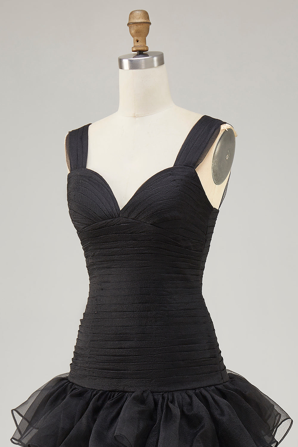 sukienka wizytowa z organzy w kształcie litery A z wysokim rozcięciem