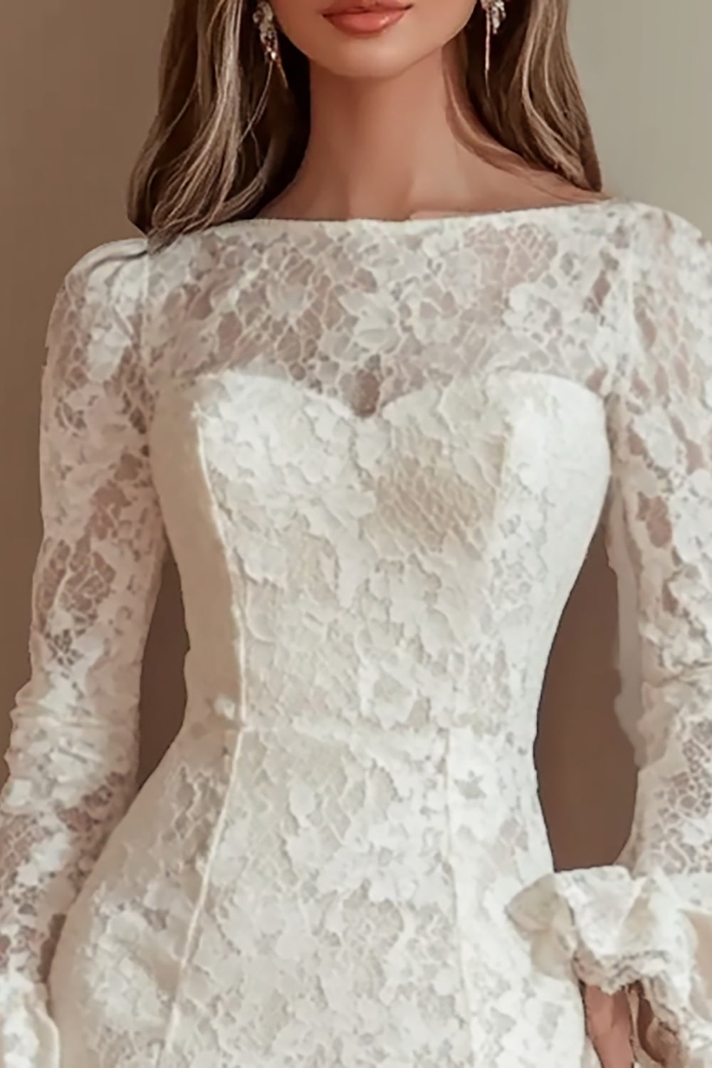 Długie rękawy Bodycon Biała koronkowa sukienka z okazji ukończenia szkoły