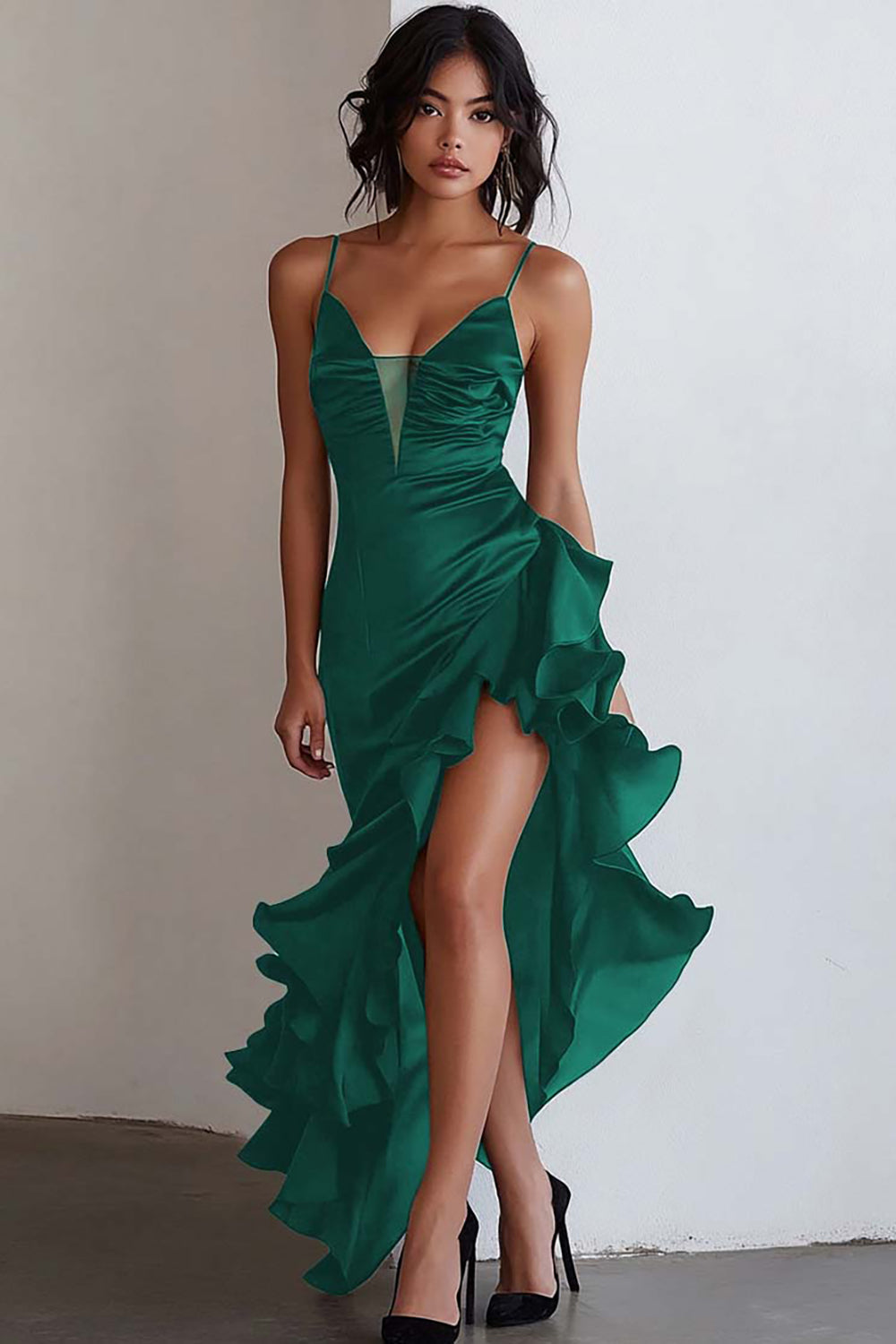 sukienka koktajlowa na ramiączkach Spaghetti