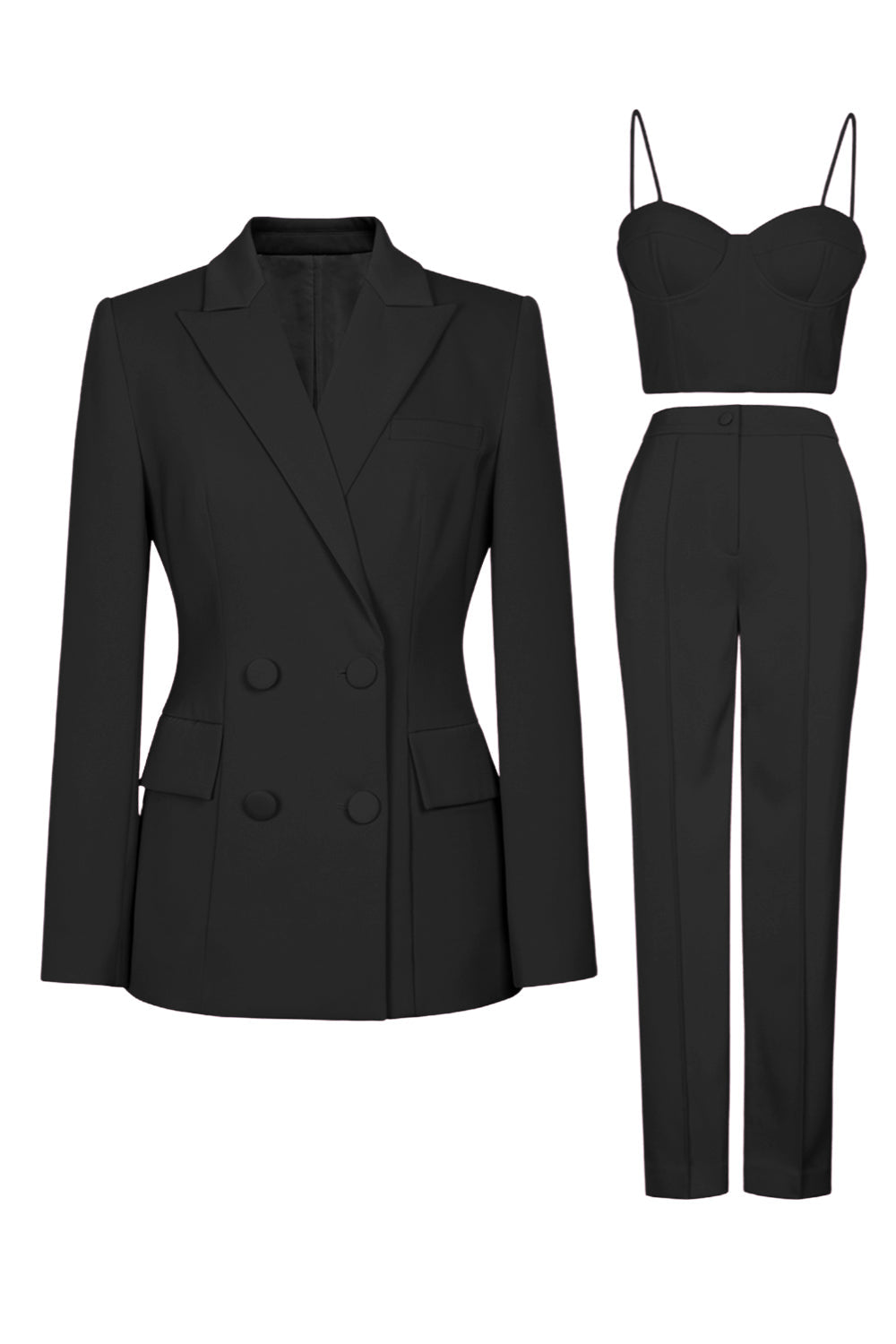 Purple Peak Lapel 3-częściowe dwurzędowe damskie garnitury na studniówkę