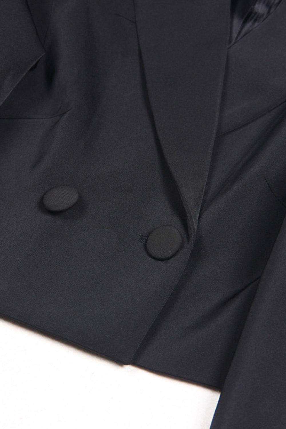 Czarne 2-częściowe krótkie damskie garnitury balowe z klapami w kształcie szczytu z piórem