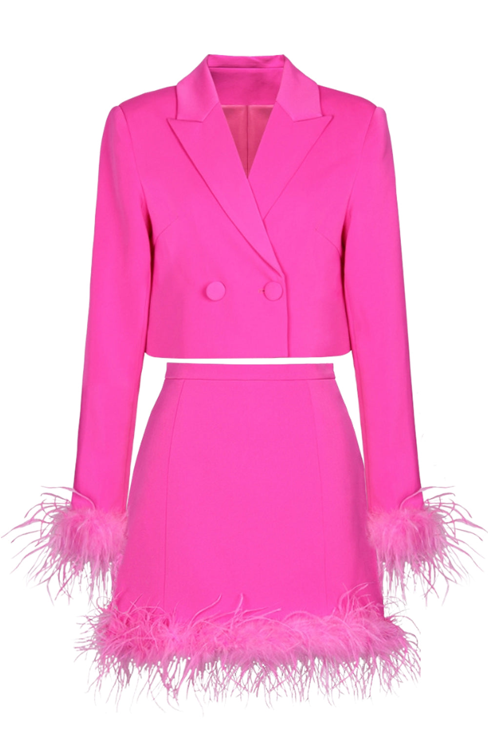 Czarne 2-częściowe krótkie damskie garnitury balowe z klapami w kształcie szczytu z piórem