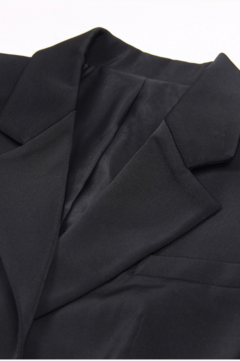 Czarne 2-częściowe damskie garnitury balowe z klapami z nacięciem z piórem