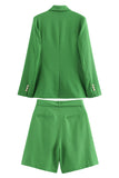 Zielone 2-częściowe dwurzędowe damskie garnitury balowe z klapami w kształcie szczytu