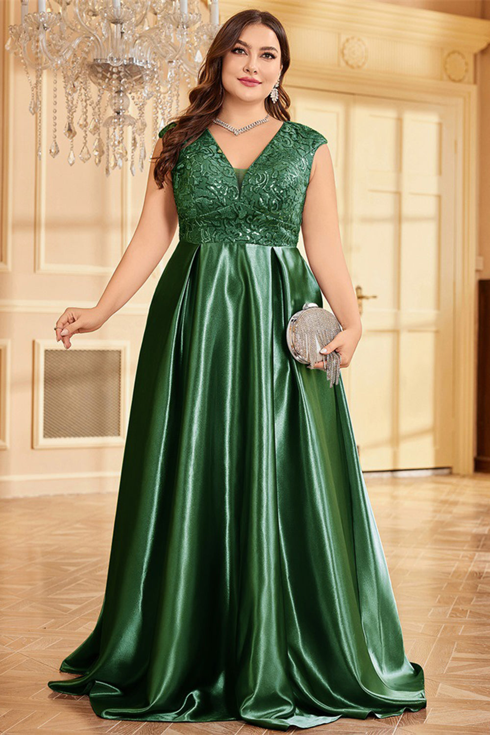 Różowy Plus Size Satynowa Długa Sukienka Dla Matki Panny Młodej