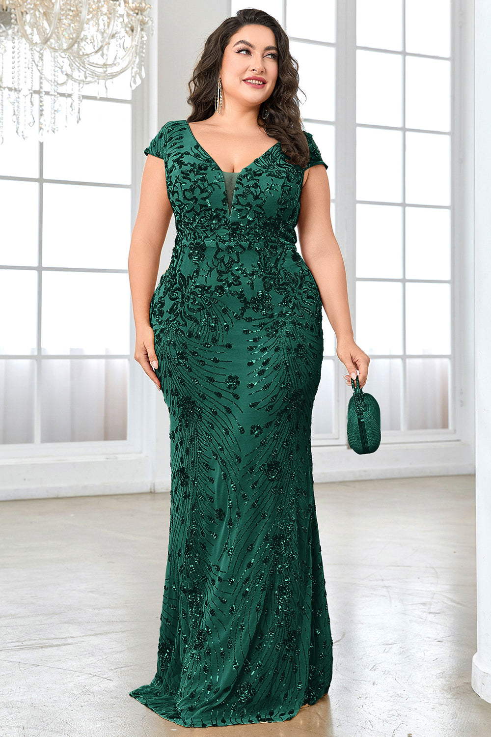 Błyszcząca bordowa długa sukienka dla matki panny młodej plus size