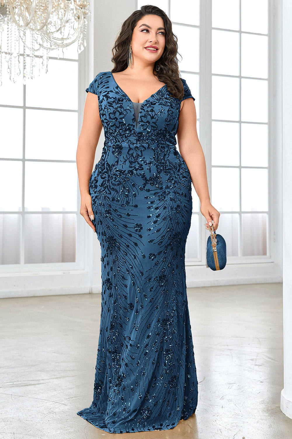 Błyszcząca bordowa długa sukienka dla matki panny młodej plus size