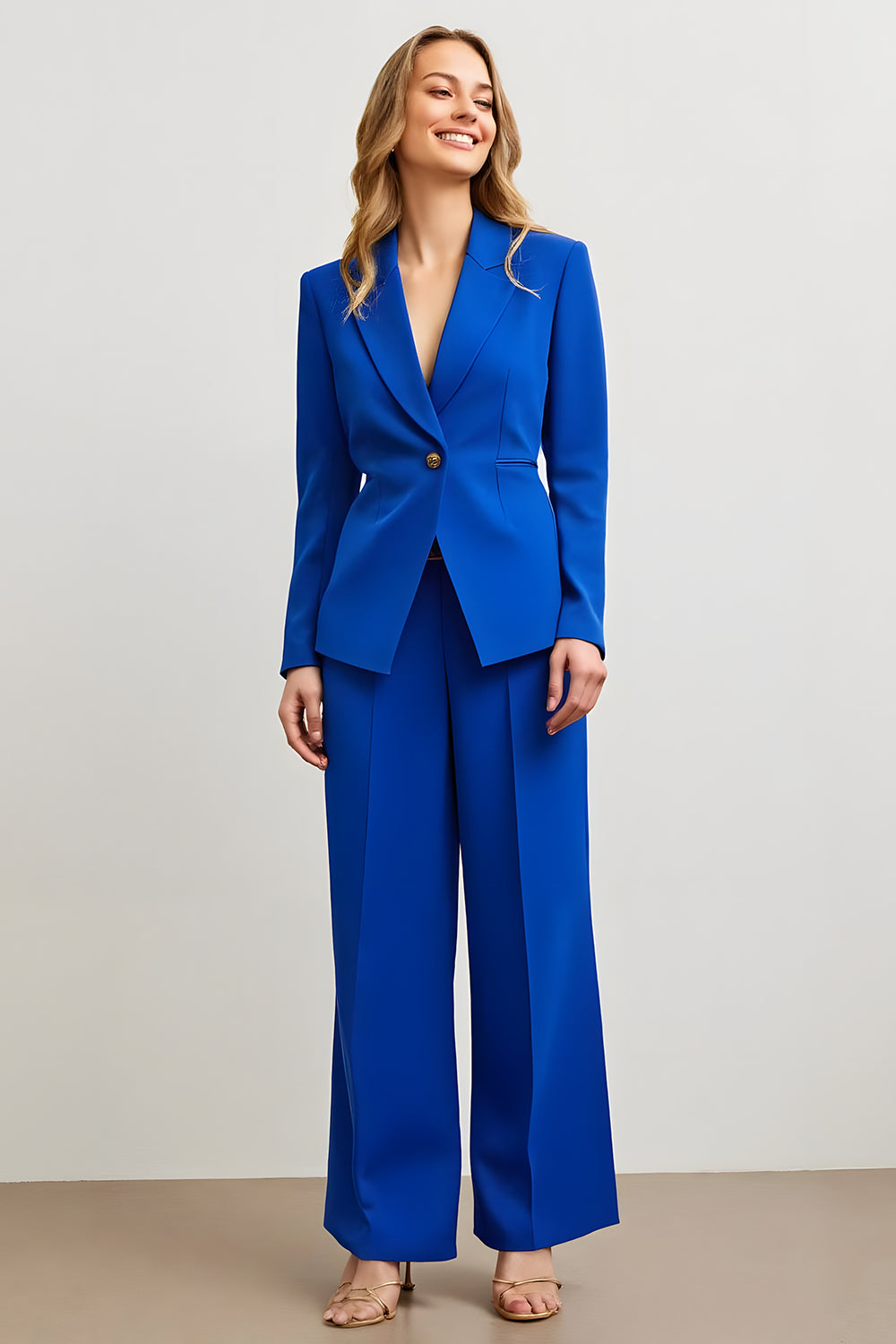 Royal Blue 2-częściowe garnitury robocze Slim Fit z jednym guzikiem