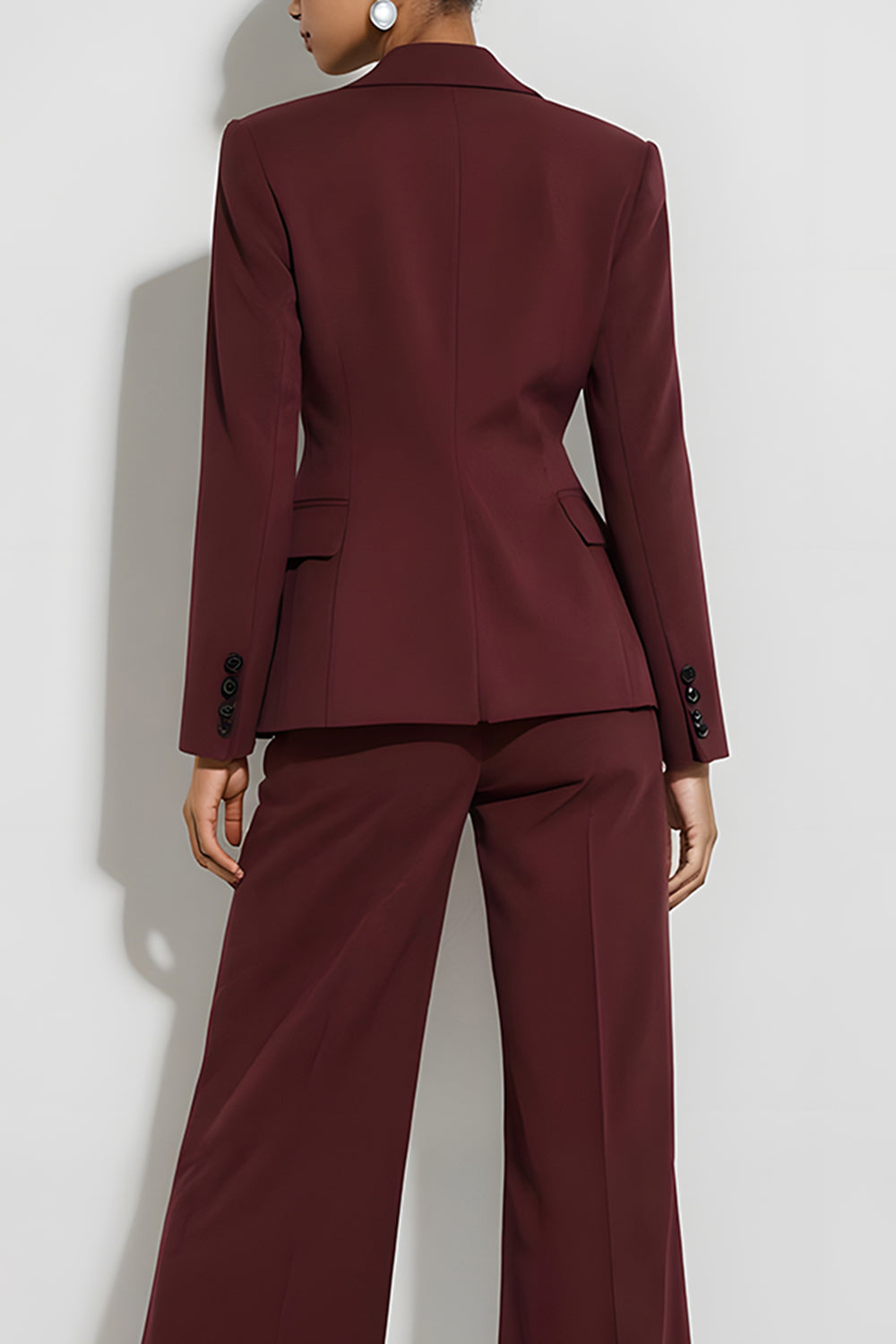 Bordowe 2-częściowe jednorzędowe garnitury biznesowe z klapami w kształcie szczytu