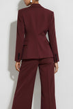Bordowe 2-częściowe jednorzędowe garnitury biznesowe z klapami w kształcie szczytu
