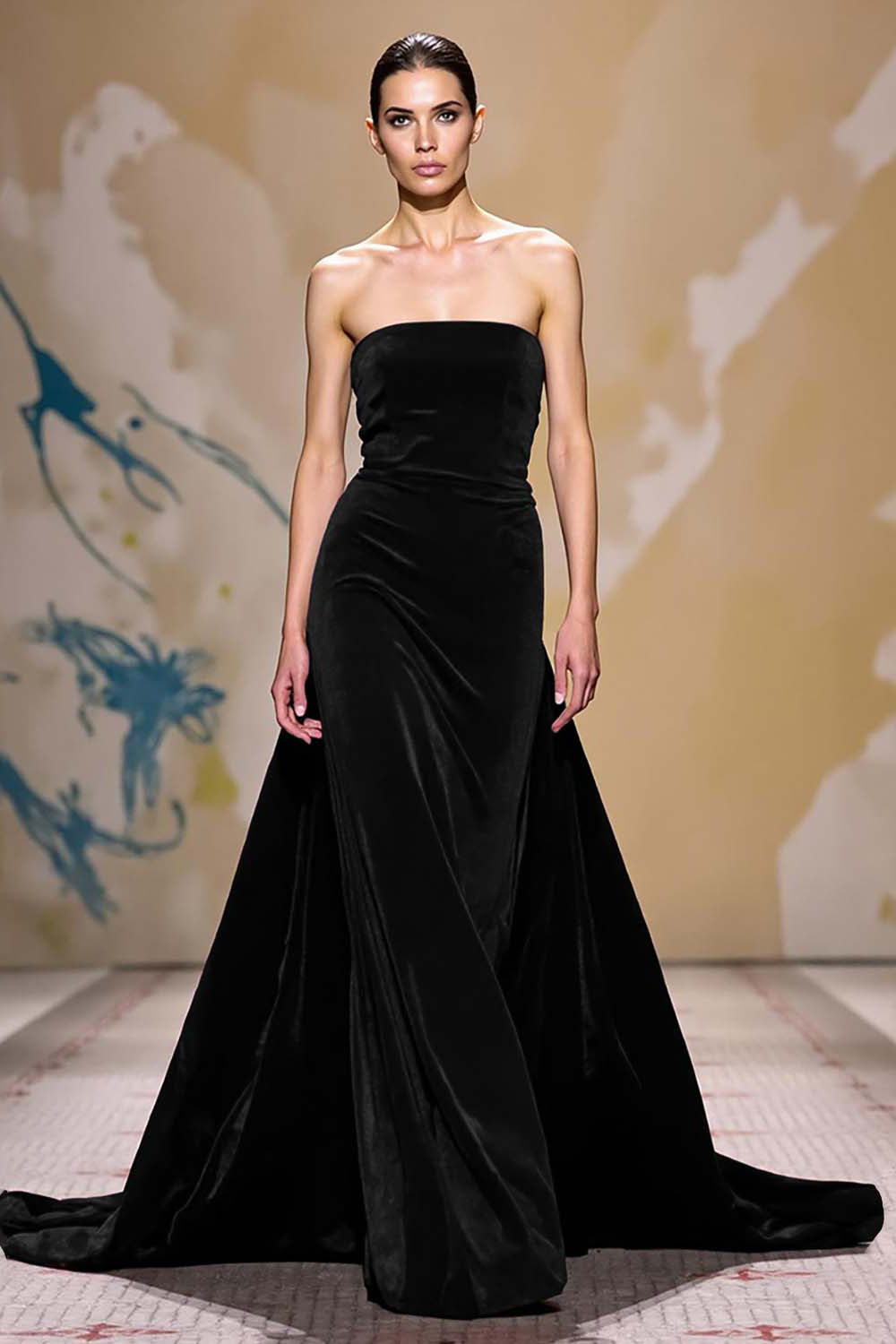 Ciemnoczerwony Aksamitna Bez Ramiączek Długa Sukienki Na Wesele