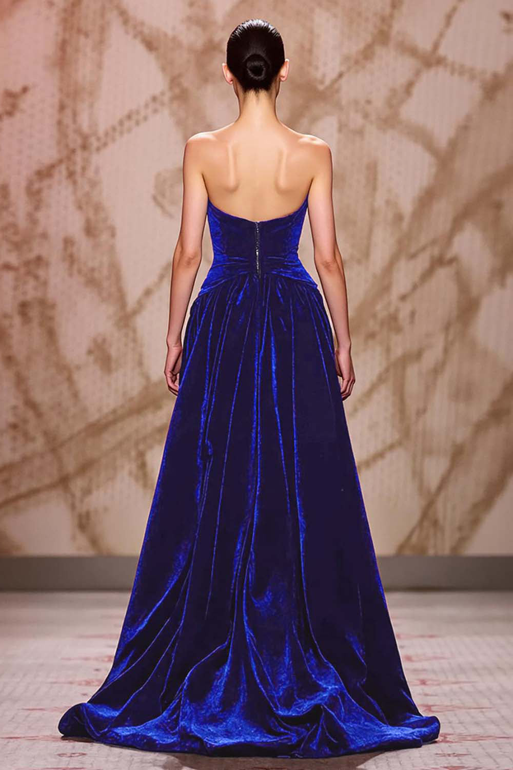 Aksamitna Ciemnoczerwona Kochanie Długa Suknia Wieczorowa Z Rozcięciem