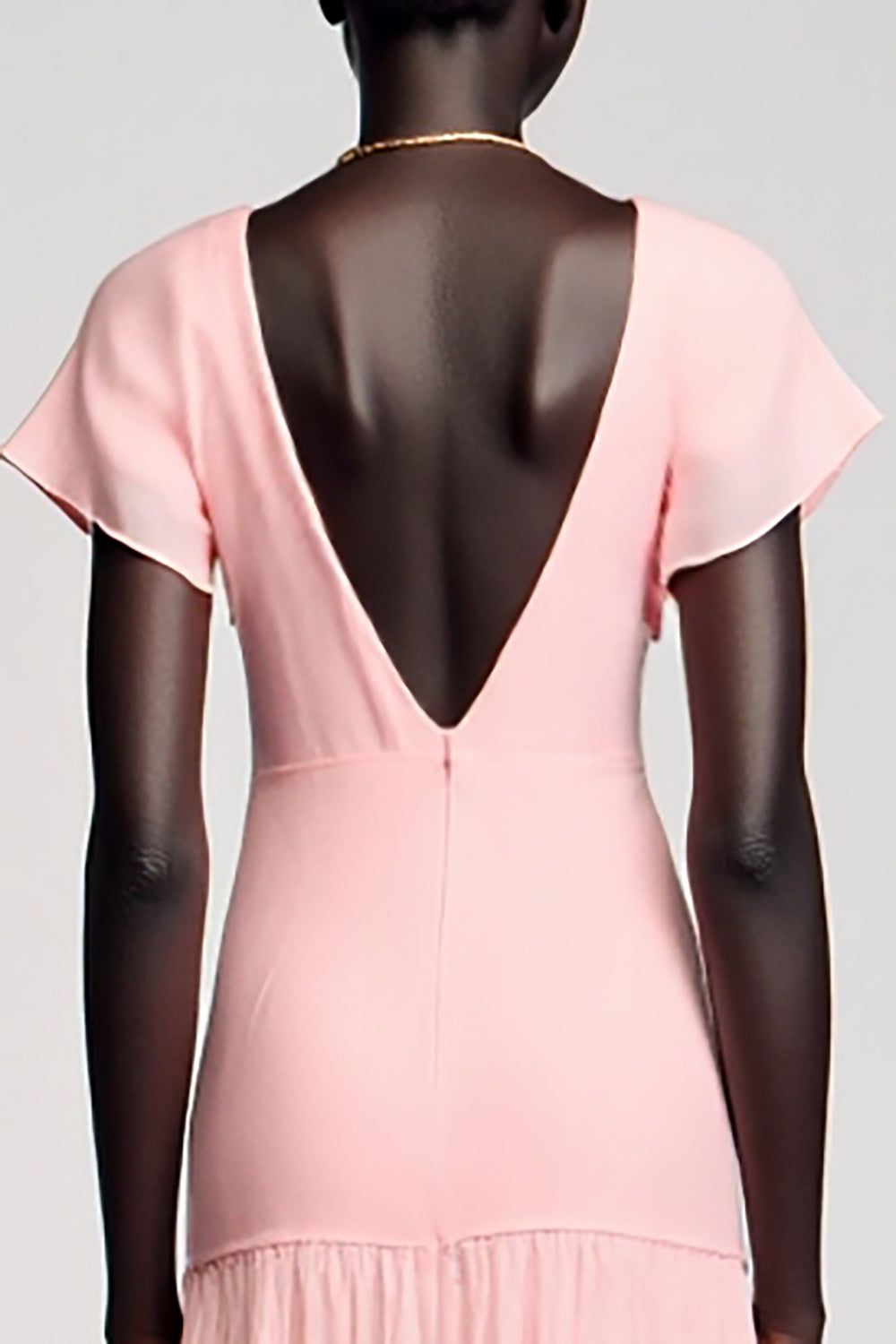 Różowa sukienka dla gości weselnych midi z kokardą