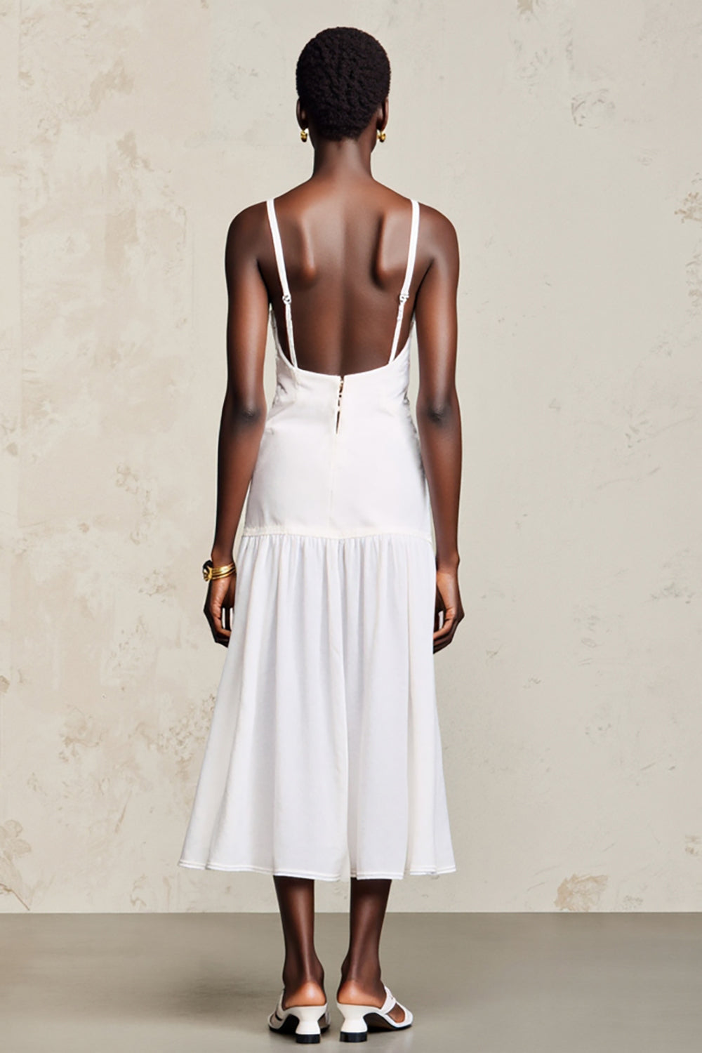 Biały Kształcie Litery A Koronkowa Cienkich Ramiączkach Długa Sukienki Na Wesele