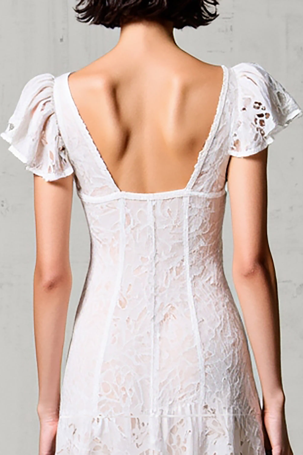 Biały Koronkowa Kształcie Litery A Dekolt V Długa Sukienki Na Wesele z Rękawy