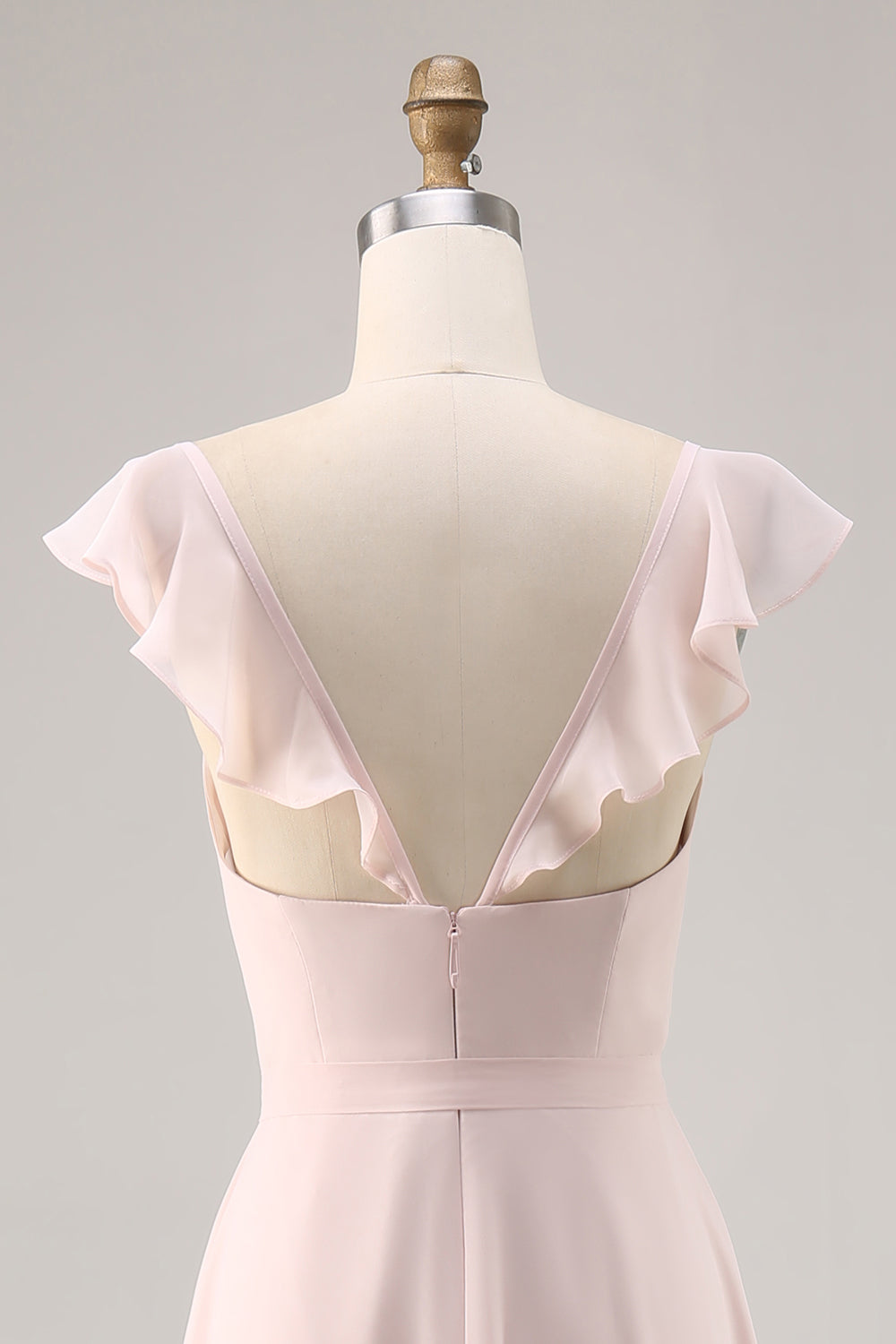 Cukierkowy Róż Kształcie Litery A Szyfon Długa Sukienki Na Wesele z Rękawy