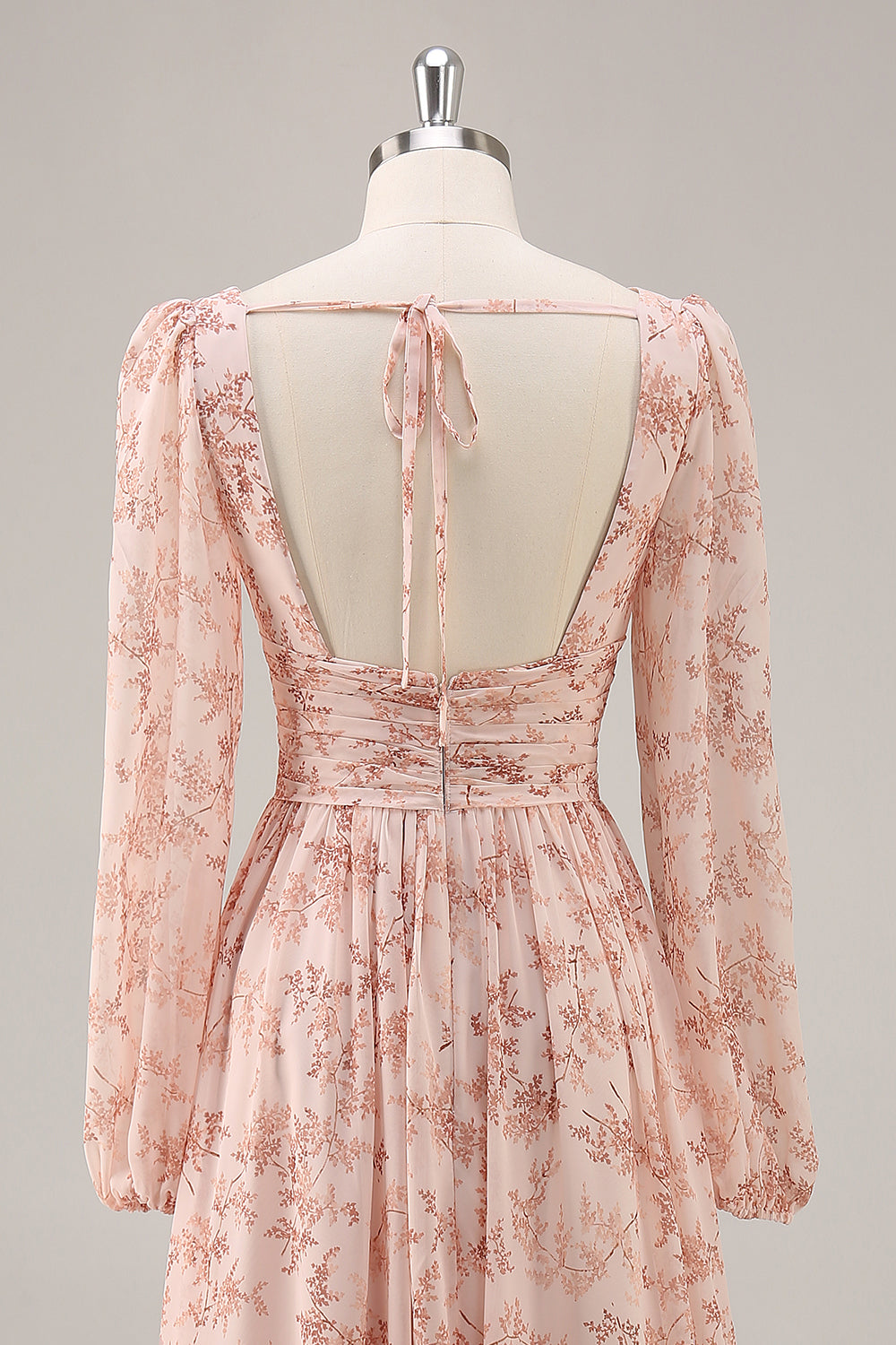 Różowy Kwiat Kształcie Litery A Szyfon Długa Sukienki Na Wesele z Rękawy