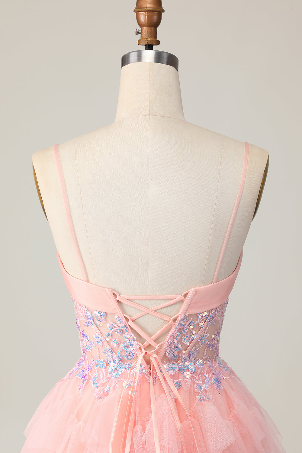 Różowy gorset cekinowa sukienka z linią powrotu do domu