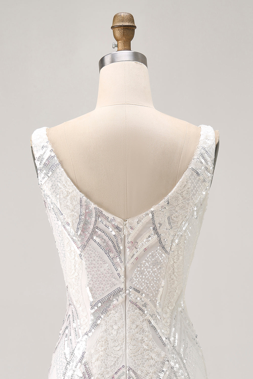 Błyszcząca biała sukienka z cekinami bodycon na powrót do domu