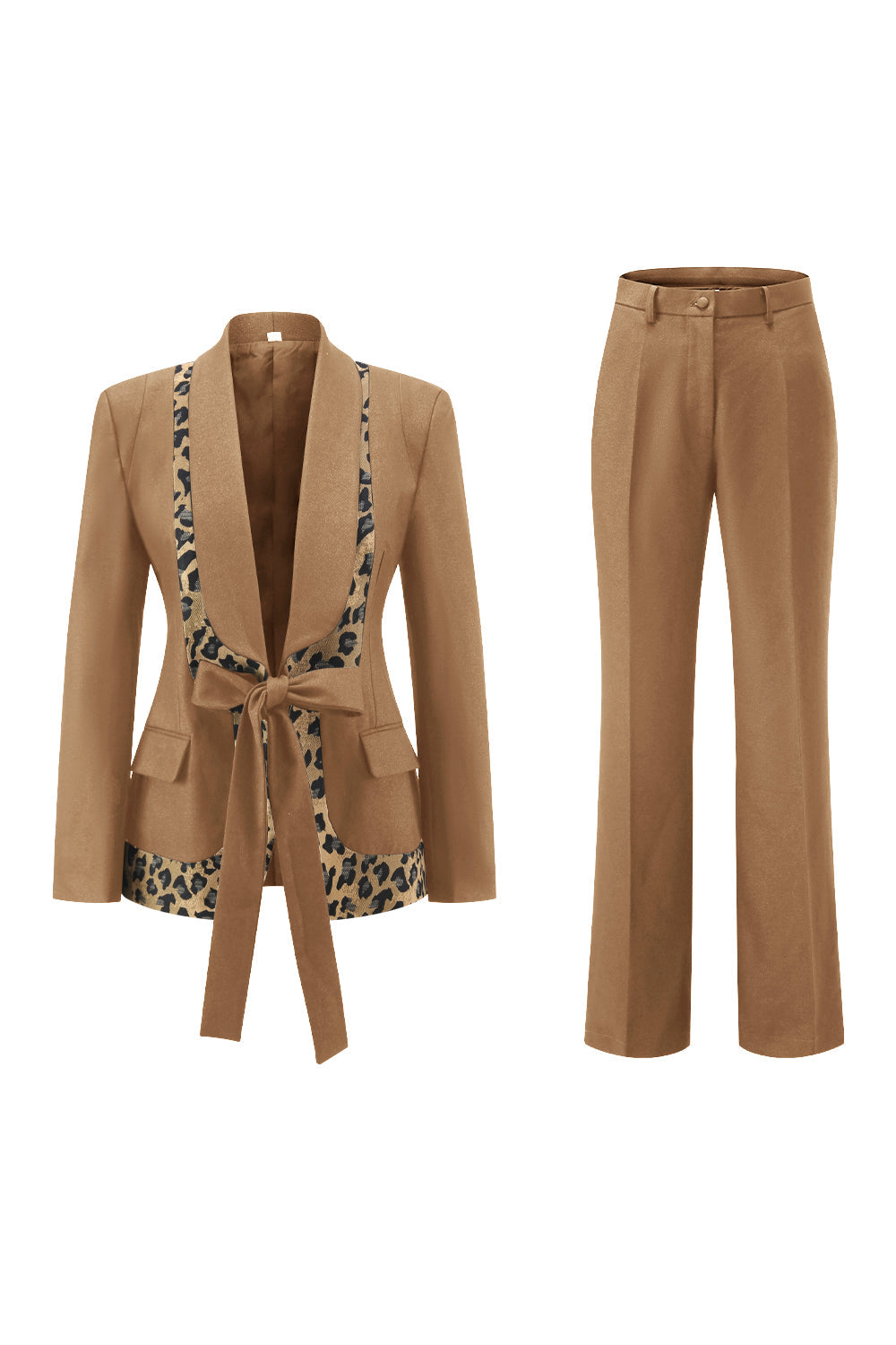 Czarne 2-częściowe garnitury damskie w panterkę Slim Fit