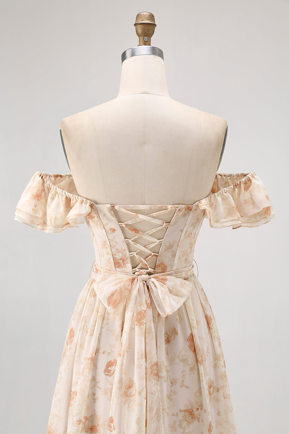 Szampana Kwiat Odkrytymi Ramionami Kształcie Litery A Długa Sukienki Na Wesele z Falbankami