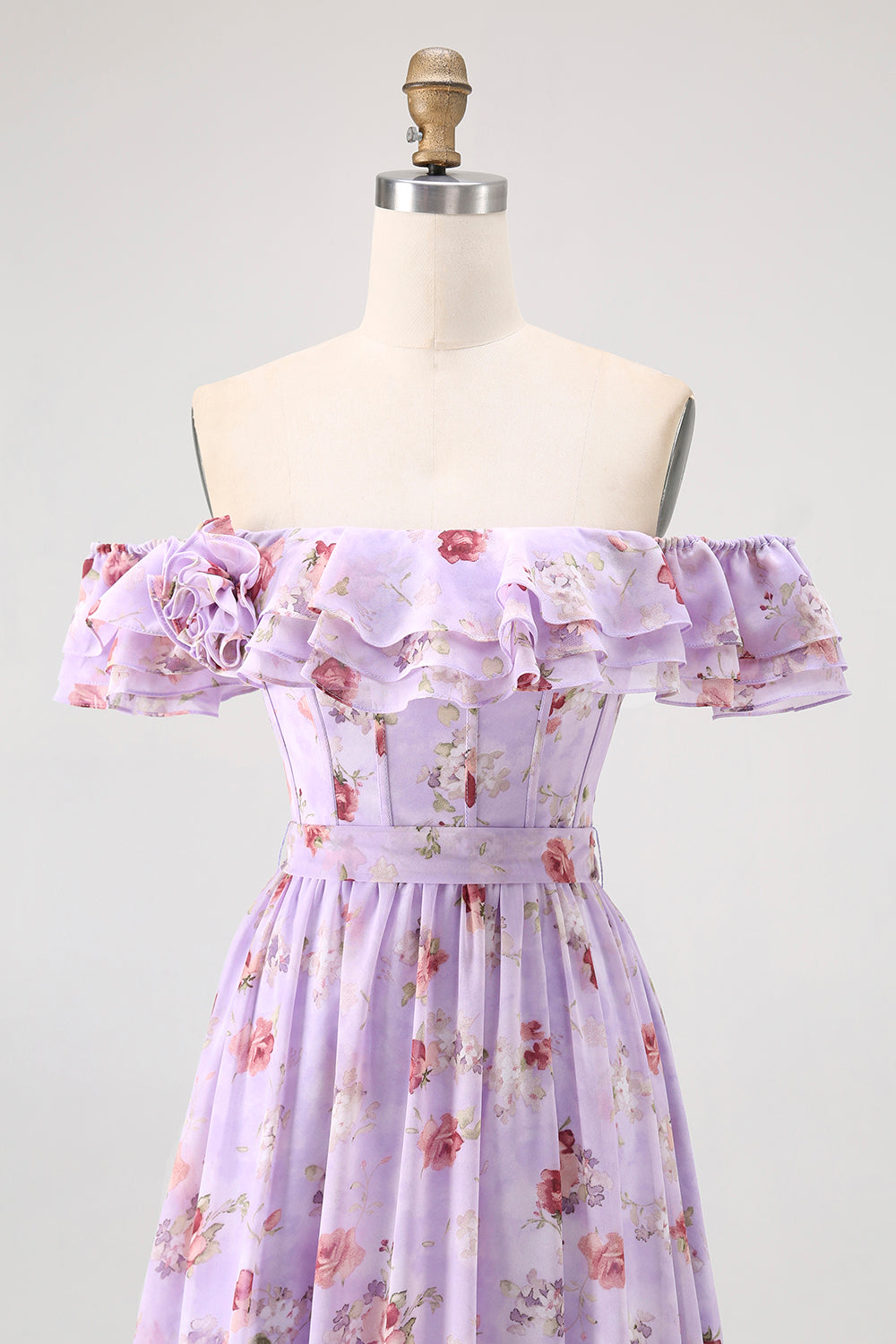 Szampana Kwiat Odkrytymi Ramionami Kształcie Litery A Długa Sukienki Na Wesele z Falbankami