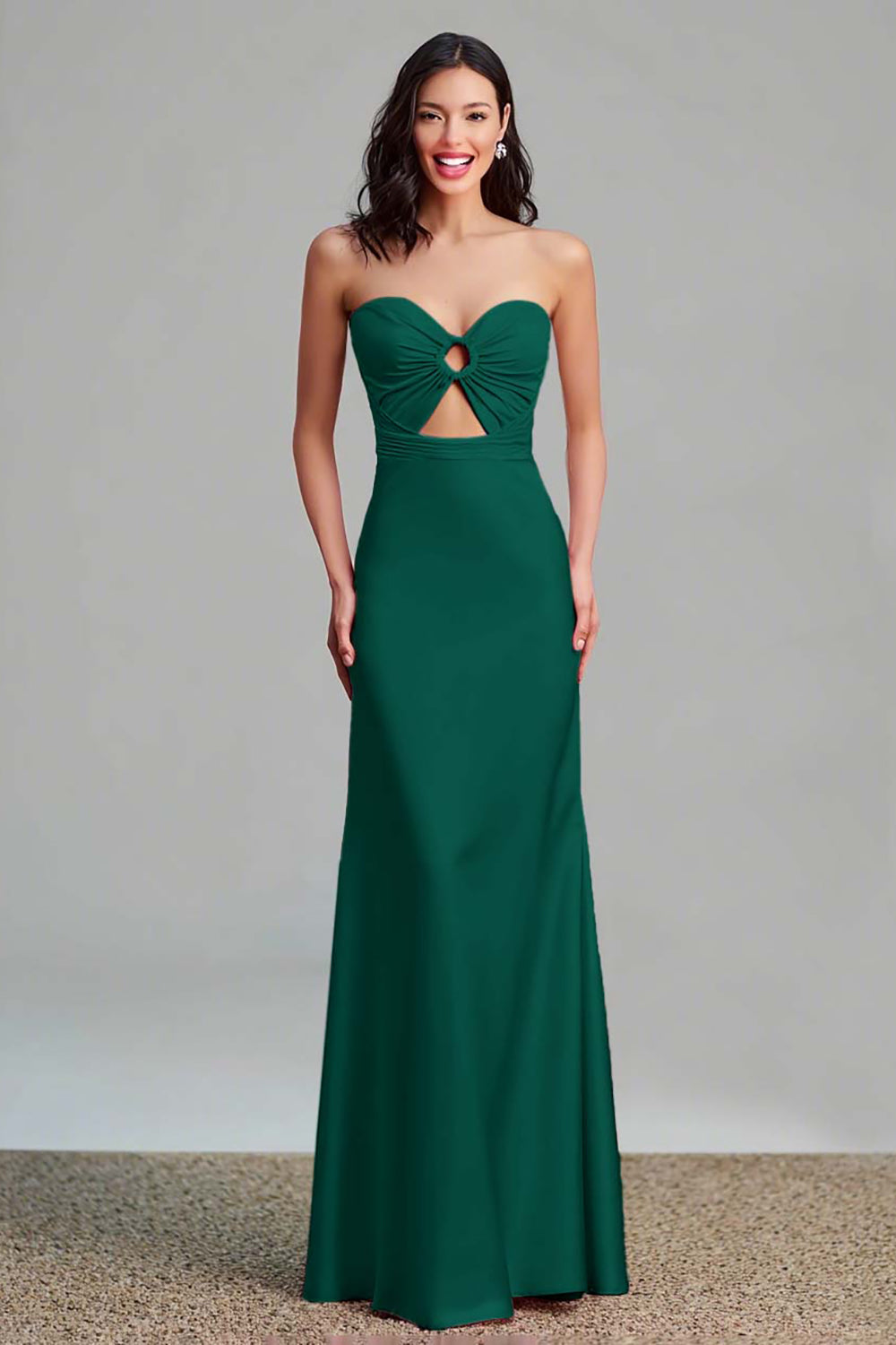 Różowa Satynowa Z Wycięciem Na Płaszczu Długa Sukienka Wizytowa Bez Ramiączek