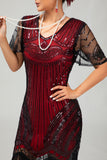 złota cekinowa sukienka bodycon z lat 1920. z frędzlami