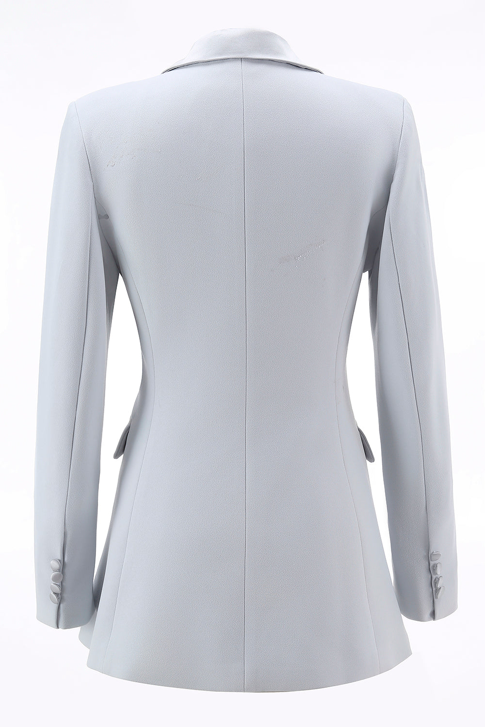 Srebrny 2-częściowy dwurzędowy klapa w szpic Slim Fit damski garnitur