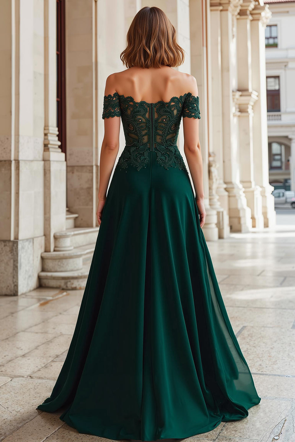 Linia A Off Shoulder Aplikacja Sosnowa sukienka dla matki panny młodej