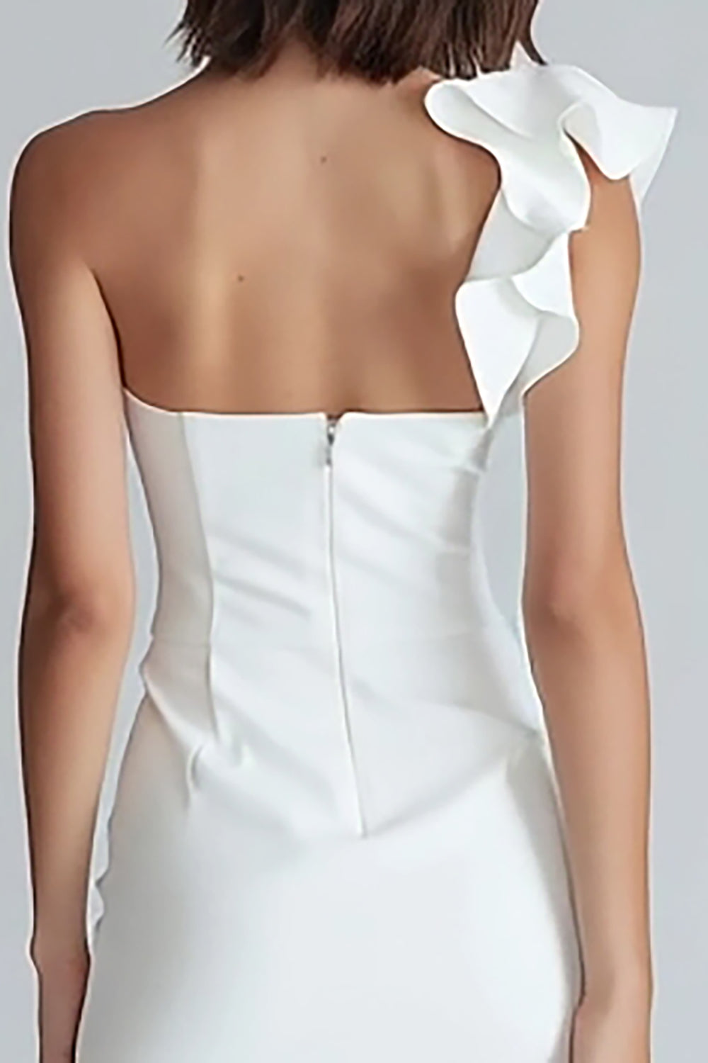 Ruched One Shoulder Bodycon Mała Biała Sukienka