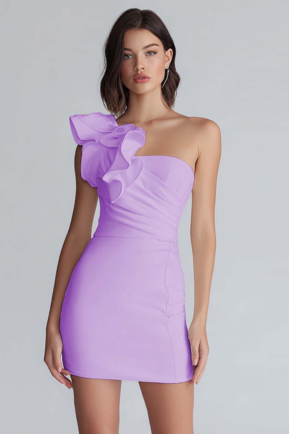 Ruched One Shoulder Bodycon Mała Biała Sukienka