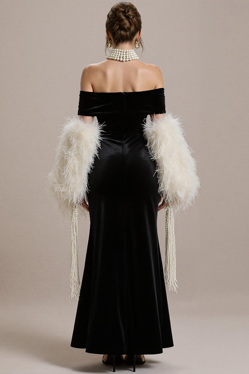 Syrenka Off The Shoulder Długa Tie Sukienka