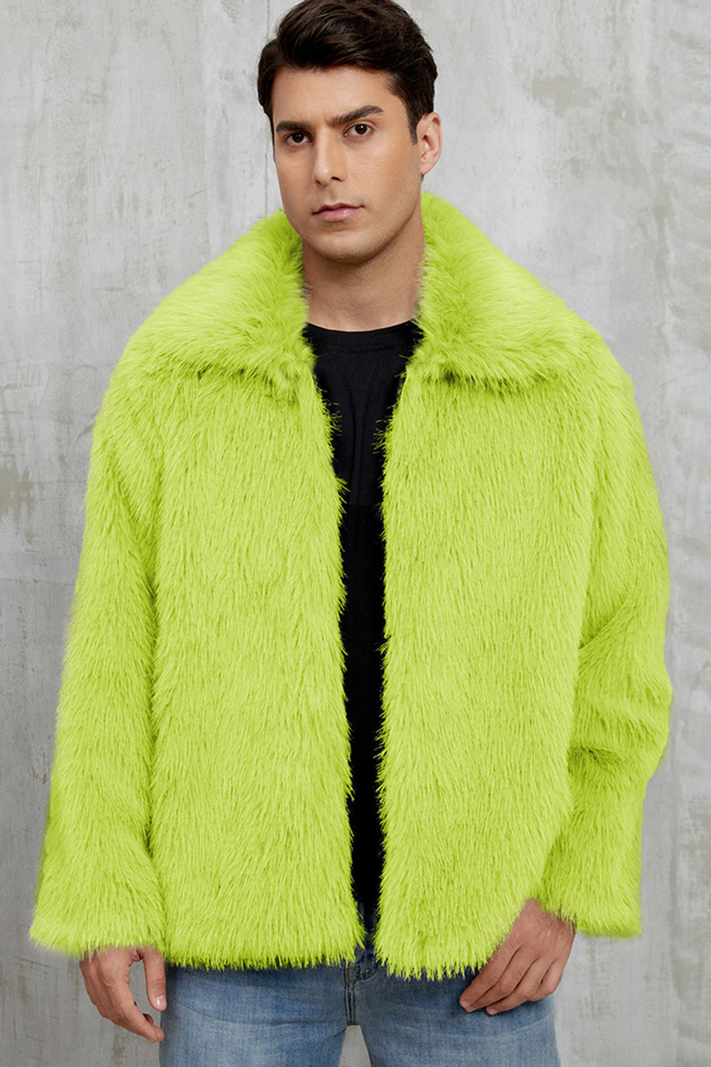 puszysty sztuczny futro Krótki zimowy płaszcz męski