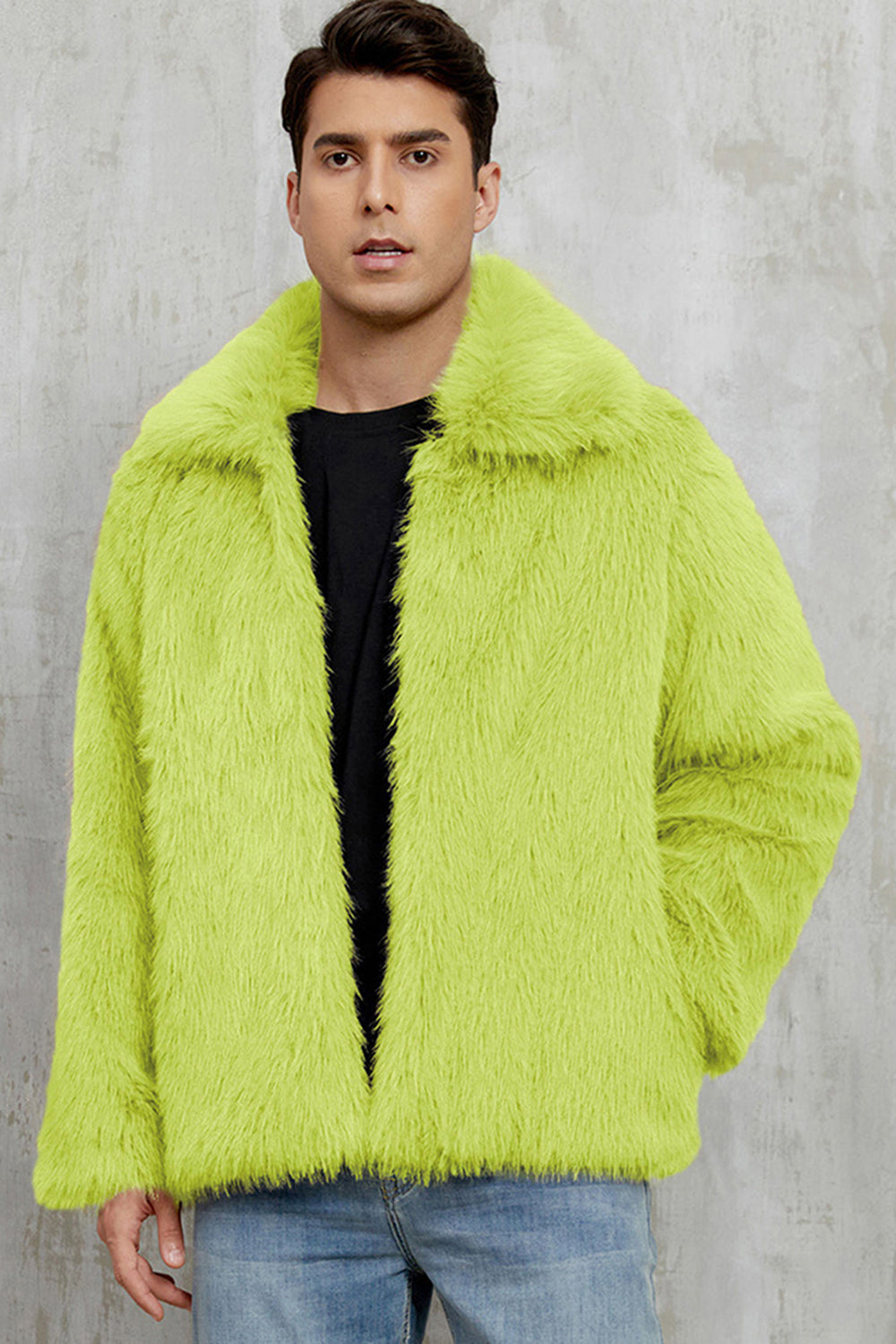 puszysty sztuczny futro Krótki zimowy płaszcz męski