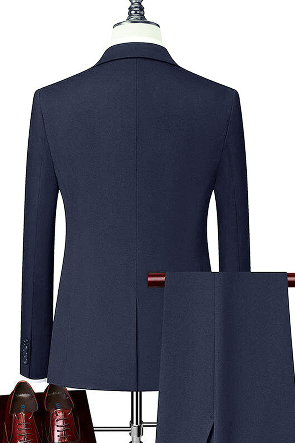 Czarne 3-częściowe męskie garnitury z pojedynczymi piersiami i wyciętymi klapami