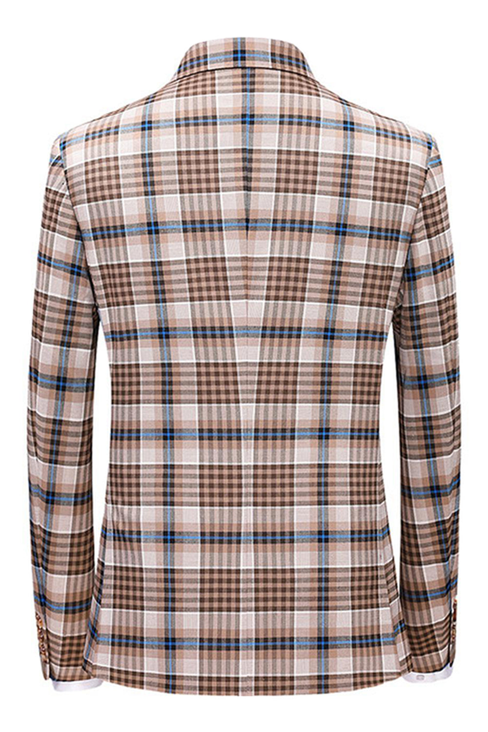 Vintage Peak Lapel Slim Fit 2-częściowe czarne niebieskie męskie garnitury w kratkę