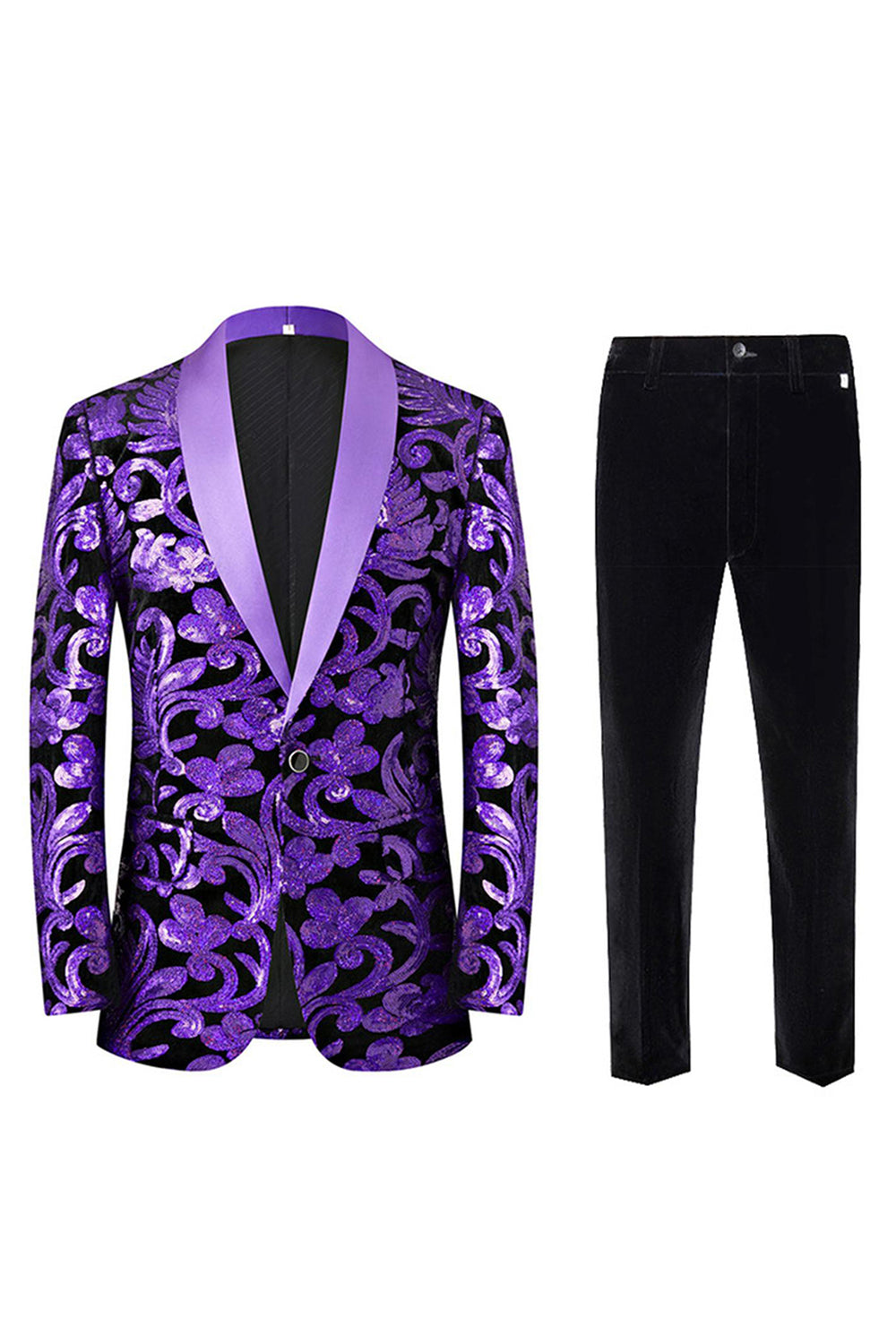 Zielone 2-częściowe żakardowe szalowe klapy męskie garnitury na studniówkę