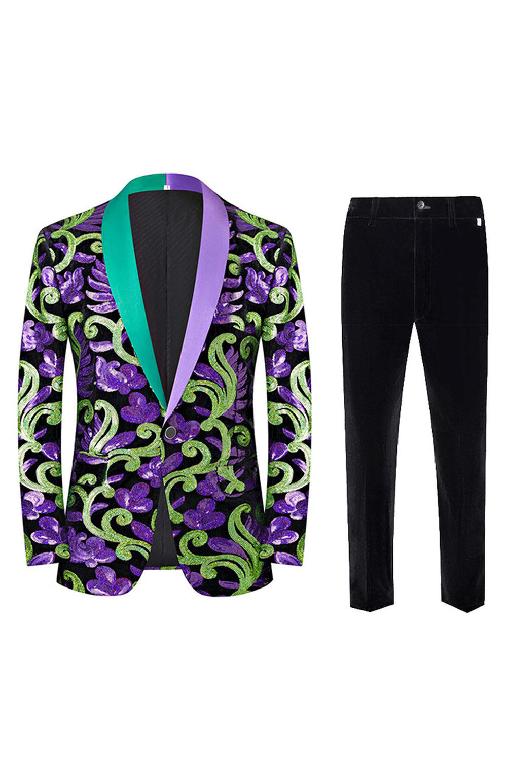 Zielone 2-częściowe żakardowe szalowe klapy męskie garnitury na studniówkę